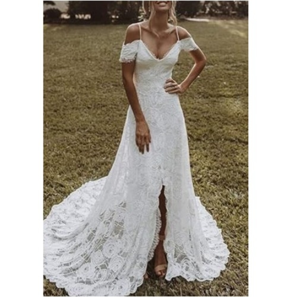 Ryanth Women's White Floral Lace Sweetheart Neck Gown Wedding Dress Size 8 NWT